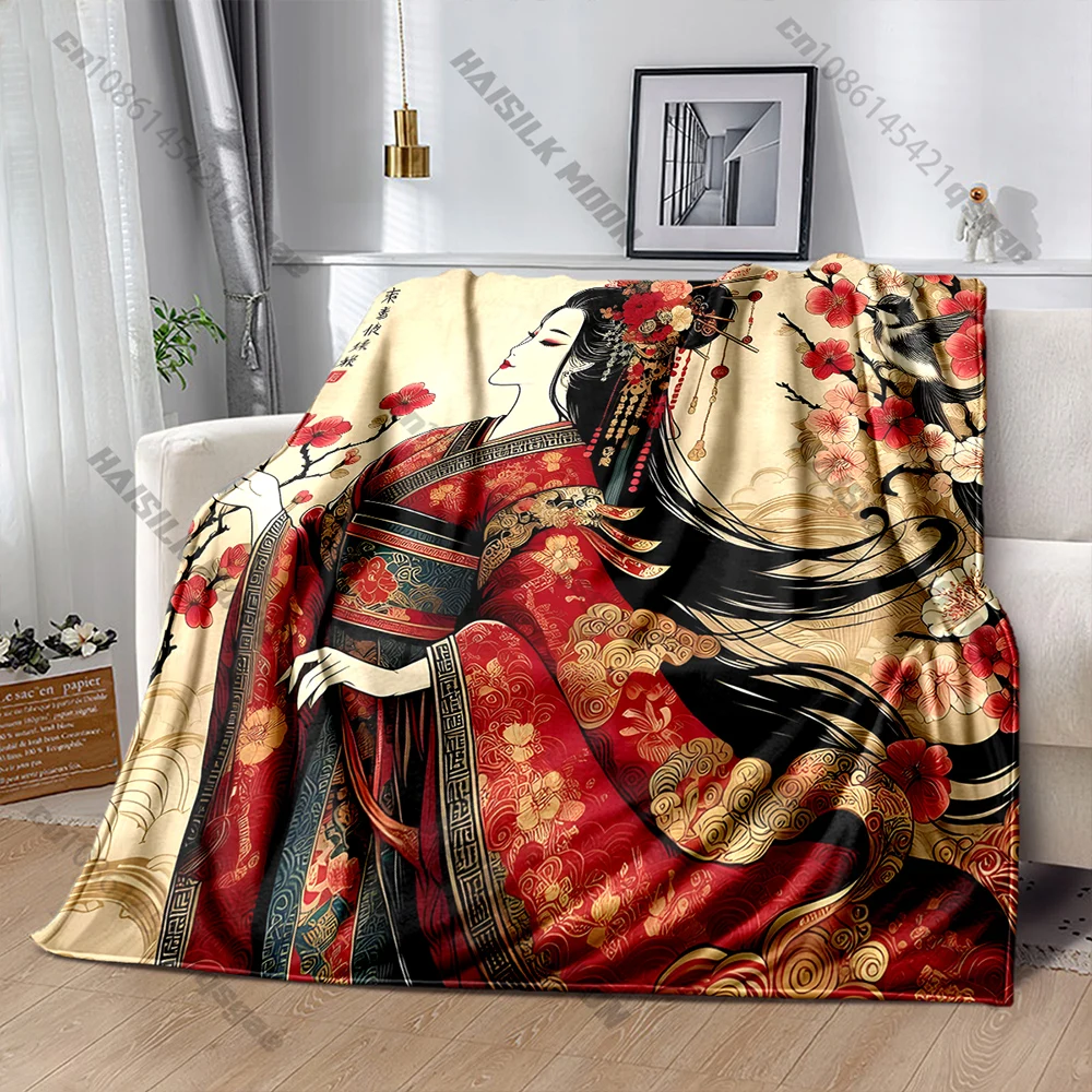 Elegant Oriental Floral Blanket Multiple sizes kid's and adults' bedroom living room sofa decor blanket, Exquisite gift