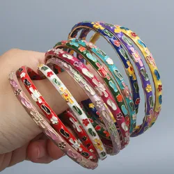 Vintage Cloisonne Enamels Thin Color Bangles for Women Accessories Chinese Traditional Handicrafts Bracelets