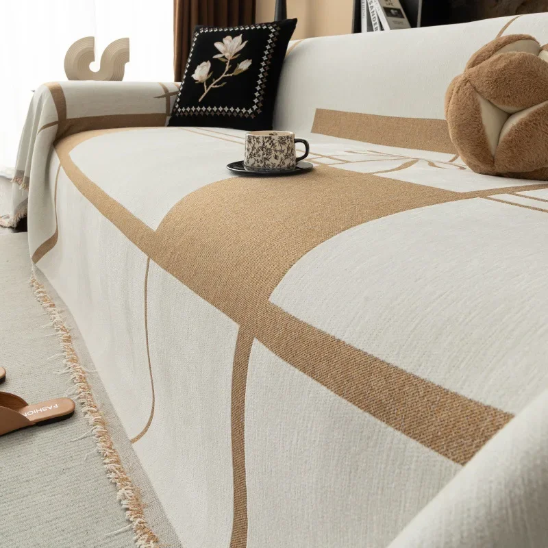 Simple Thicken Chenille Sofa Blanket Sofa Cover Cushion Ins Wind Sand Hair Towel Fashion Lunch Blanket Sofa Towel