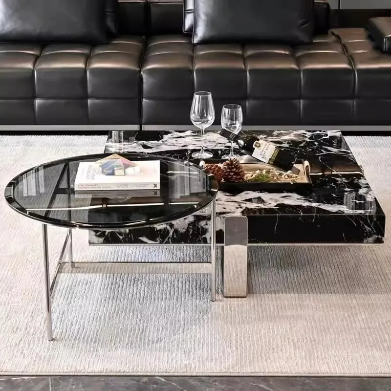 Italian minimalist light luxury square suspended marble coffee table modern simple rectangular living room home villa advanced