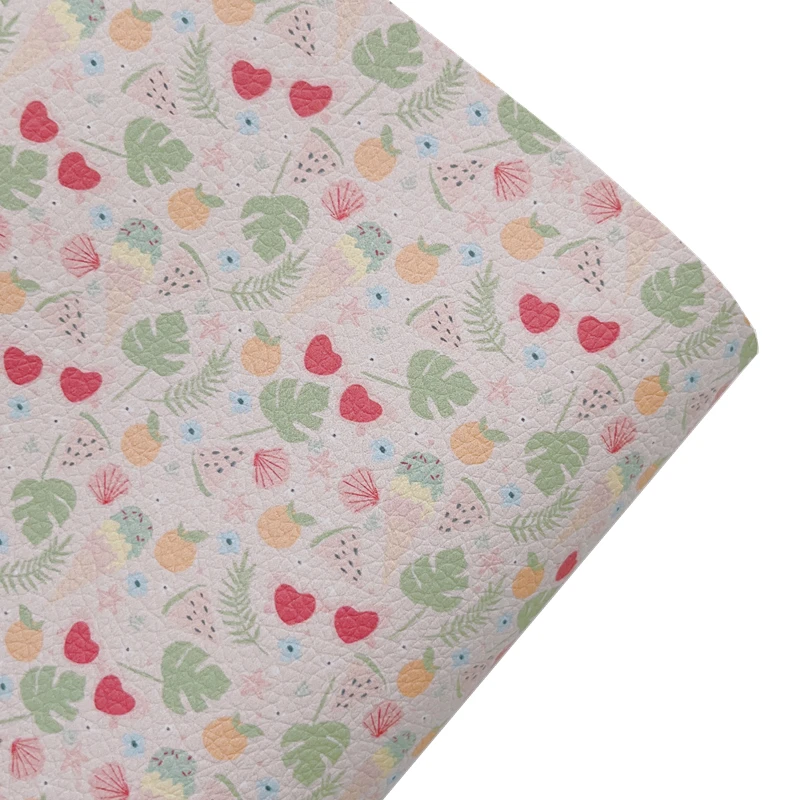 New Rainbow 30x136cm Summer Design Watermelon Island Faux Leatheretter Sheet For Making Bows, Accessories, Earrings, DIY Crafts