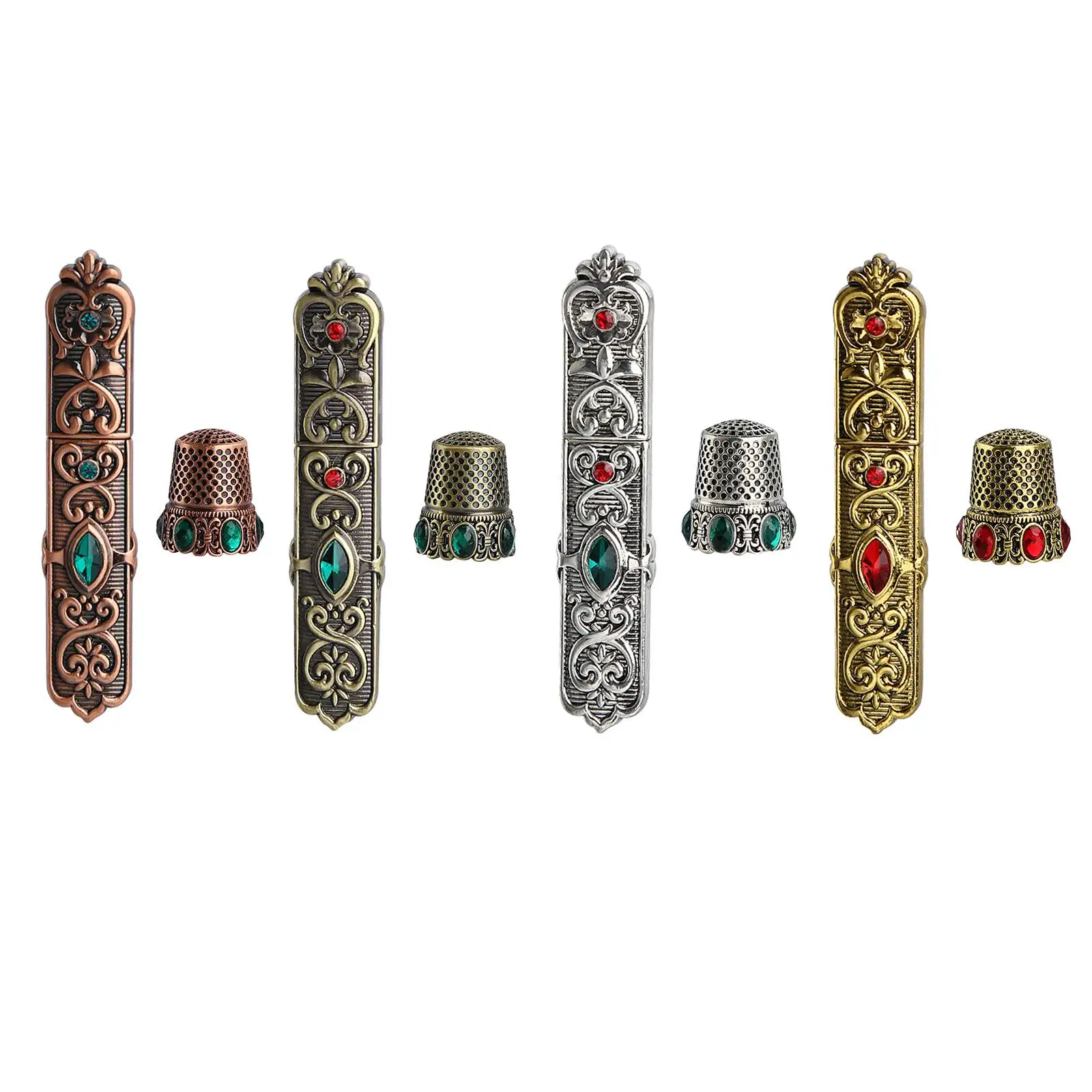 Étui à aiguilles à coudre, couture victorienne avec dé à coudre, point de croix en métal