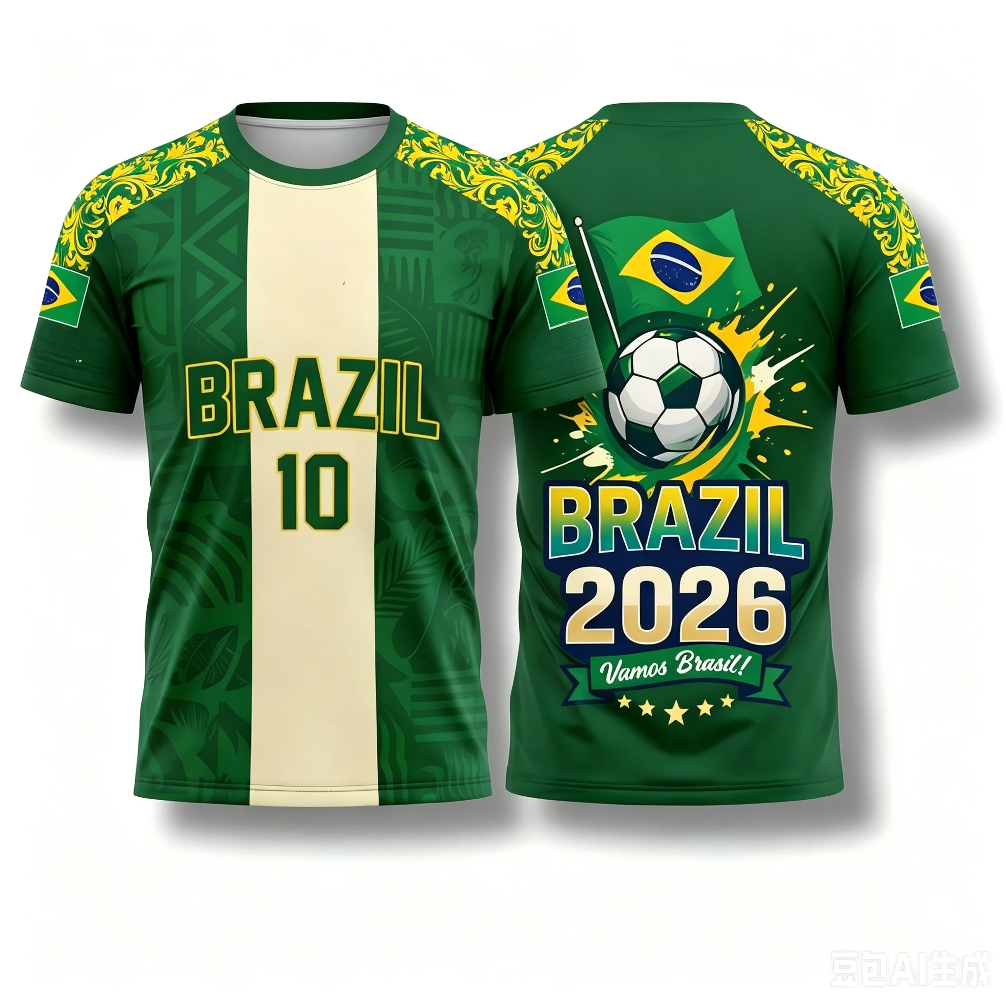 Trending Hot Sale Futuristic Line Tropical Brazil Fan Tee Breathable Quick Dry Short Sleeve T-Shirt Training Match Daily Outing