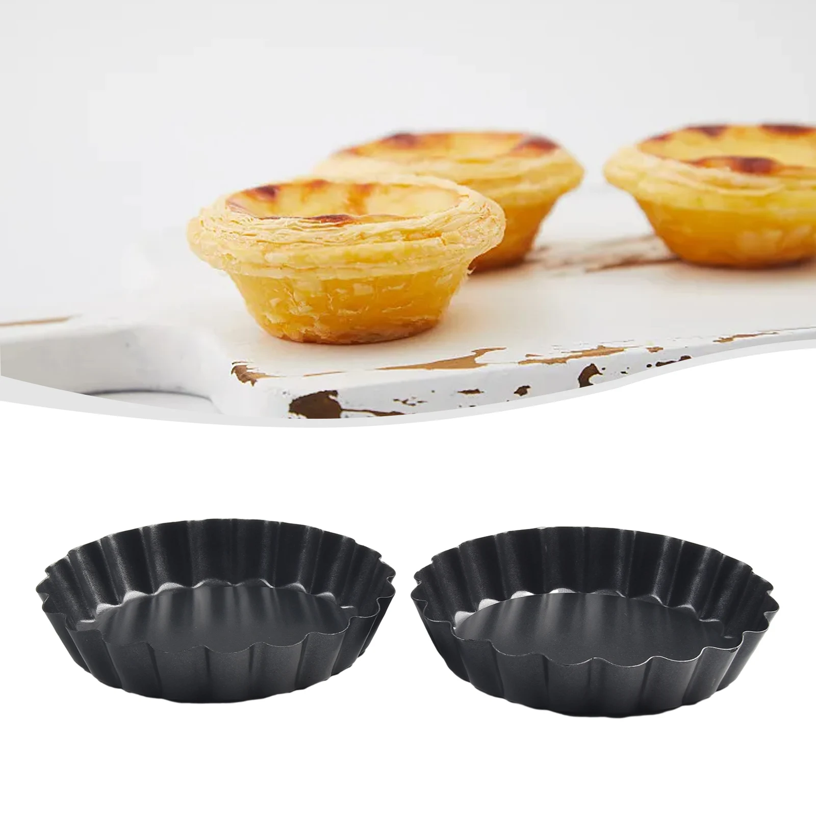 Brand New Non-Stick Tart Pan Mini 4 Inch Tart Tins Accessories Wear-resistant Bottom Carbon Steel Cases Quiche Pans