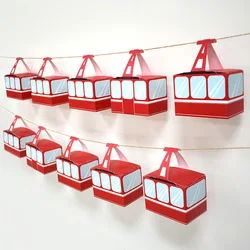 5Pc Creative Cable Car Shape Candy Box with Rope Cookies Packing Gift Box for Kids Birthday Baby Shower Party Favor Decoration