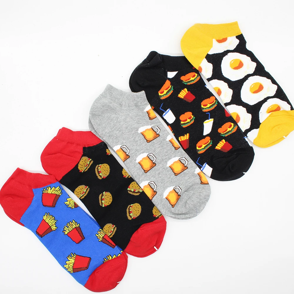 8 Pairs Funny Harajuku Casual Fashion Beer Grid Cotton Women and Men Ankle Socks