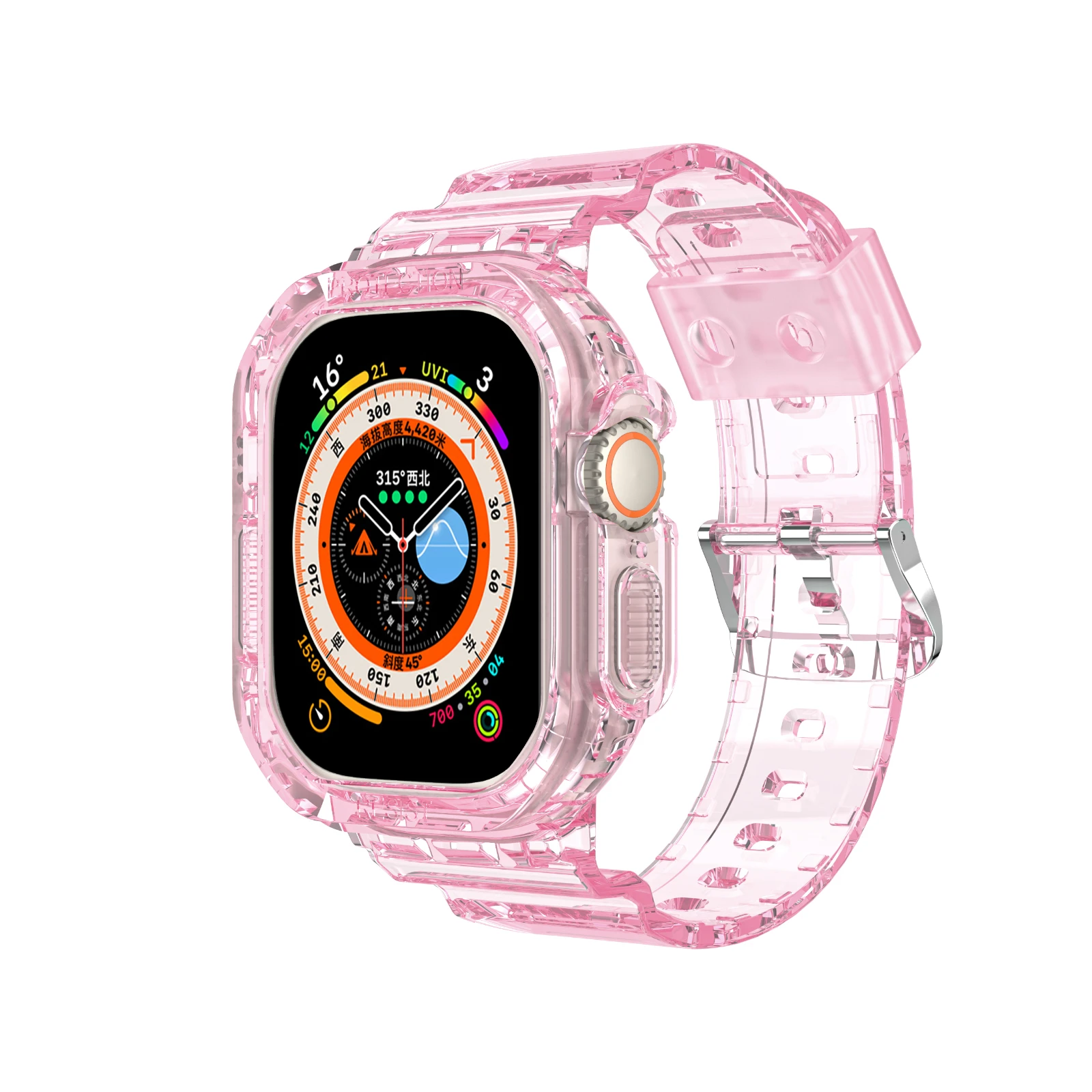 Caixa transparente e cinta integrada pulseira de pulso para apple watch ultra 49mm