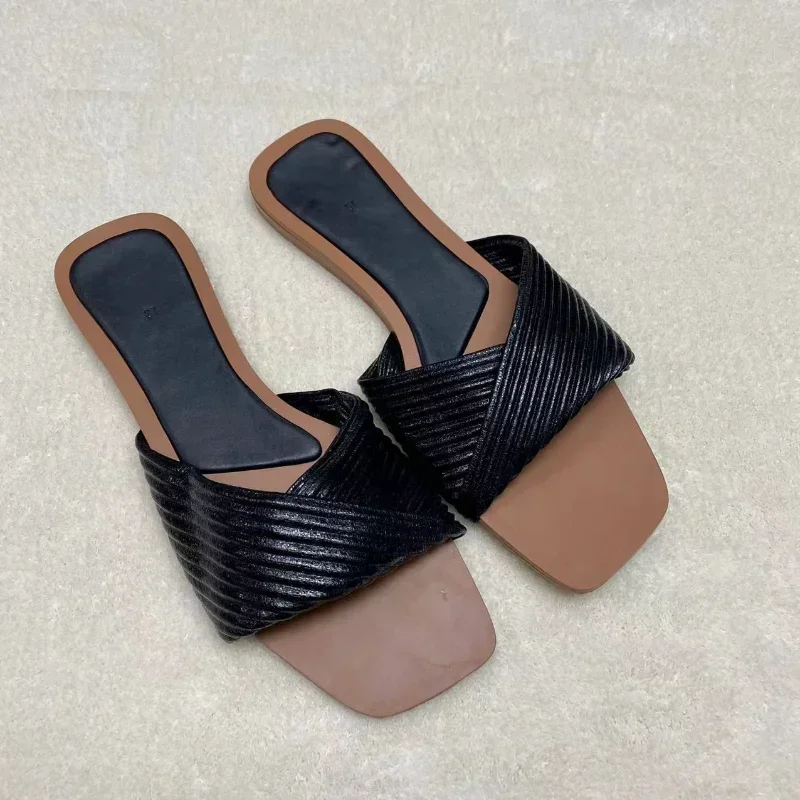 New Brand Design Women Sandals Summer Outside Slides 2024 Flat Ladies Non-slip Outdoor Beach Solid Fashion Woman Shoes