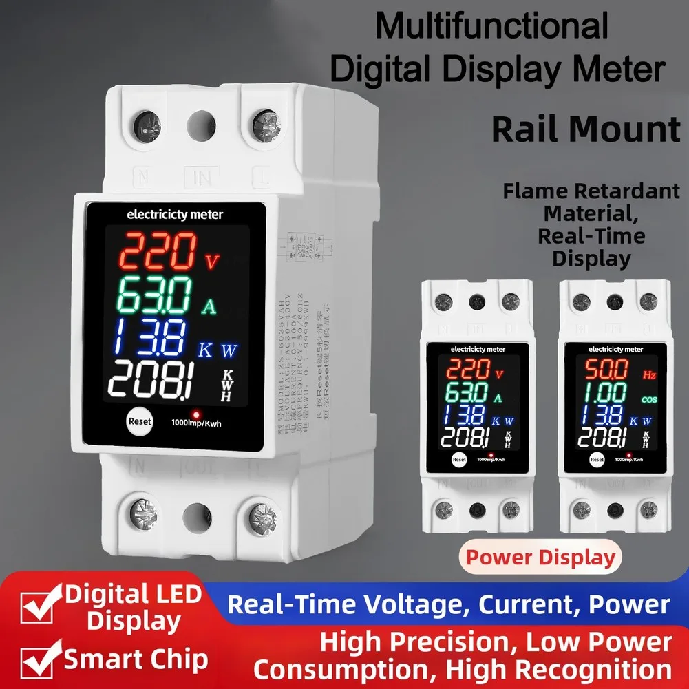 1PCS Digital Display Voltage Current Power Factor Electricity Meter ZS-6035VAKW For Accurate Voltage Current Electrical Supplies