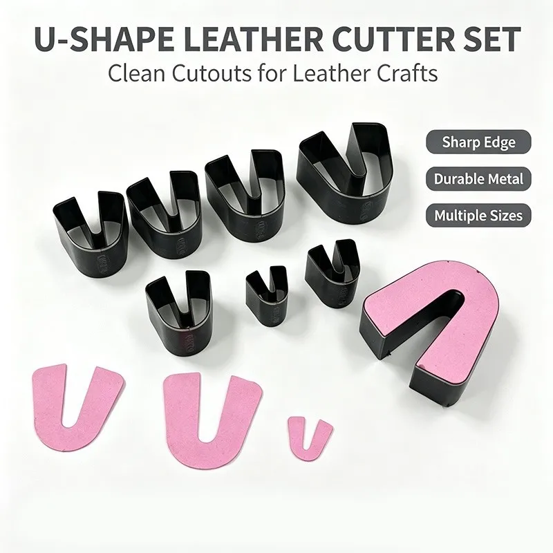 U-Shaped Leather Punch Tool Set, DIY Leathercraft Hole Cutting Die, Hand Strike Punch Mold for Leather Blank Making