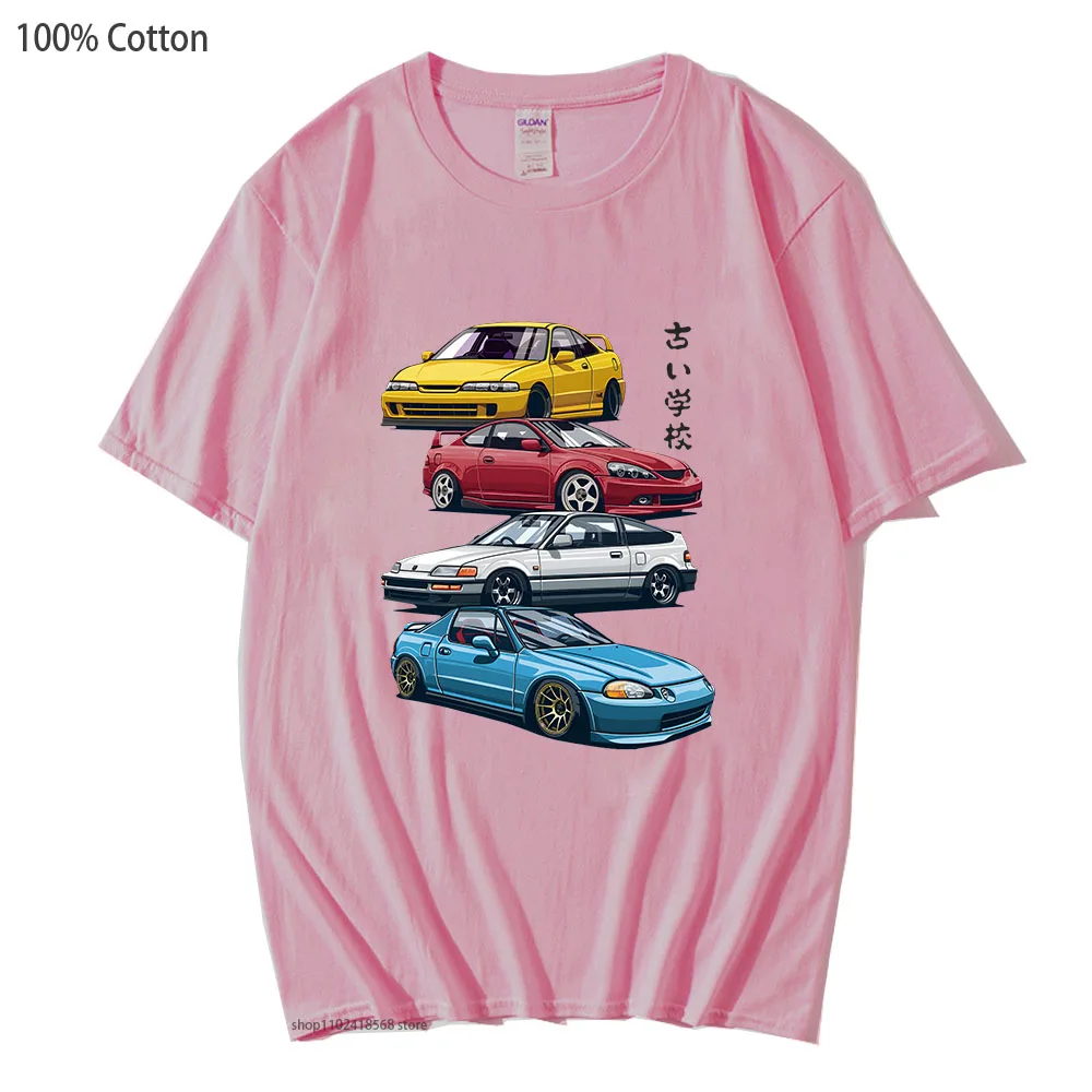 Anime Initial D T-Shirts JDM Mix Civic CRX Integra Tshirts 100% Cotton Men Fashion Tops Kpop Streetwear Women Short Sleeve Tee