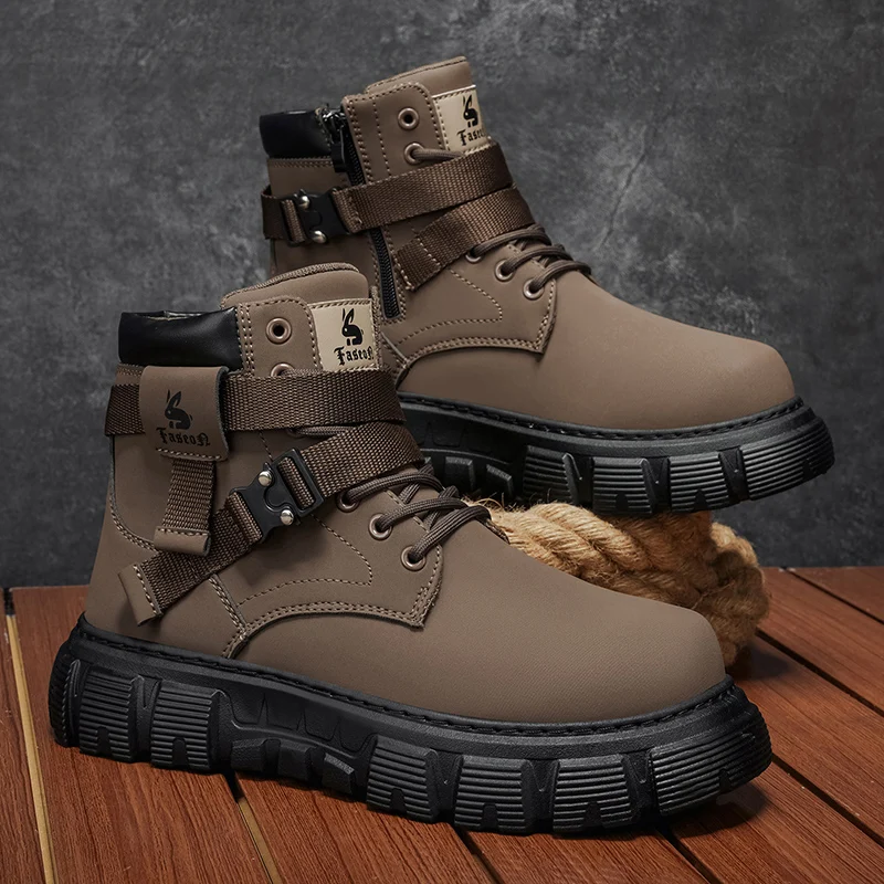Men's casual boots four seasons breathable platform lightweight high-top boots fashion Joker comfort walking outdoor work boots