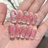 Pure handmade manicure wear nail fake nail stickers super fairy super cute Kitty cat halo burst flash cat eye manicure