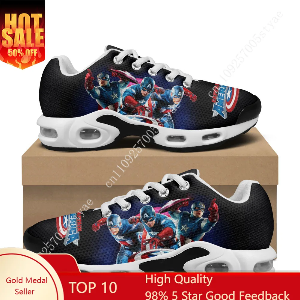 

Marvel Captain America Air Cushion Sneakers Mens Womens Sports Shoes Lightweight Hiking Mountain Climbing Custom Shoes