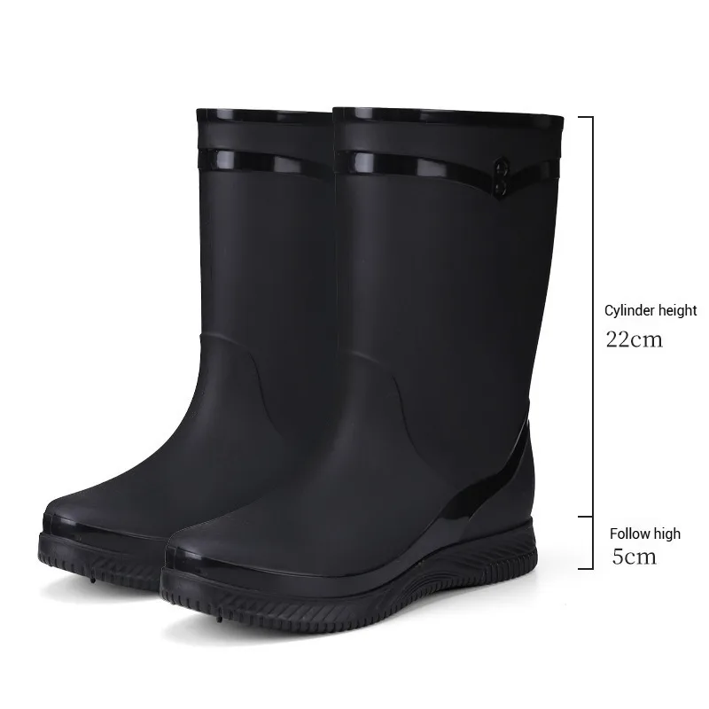 Thick Soled PVC Water Shoes For Women Fashionable Outerwear Midsole Waterproof Anti Slip And Fleece Rain Boots For Outdoor Women