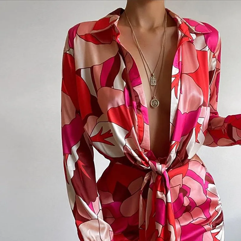 Sexy bloemenprint lang Sve irt Dr Koreaanse Sle hoge taille A-lijn rok enkele knoopsluiting woon-werkvriendelijke dames...