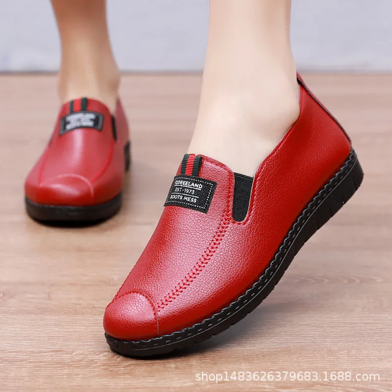 Flat Shoes, Soft Soled round Toe Shoes, New Spring and Autumn Flat Bottomed Non Slip WOMEN'S Casual Leather Shoes