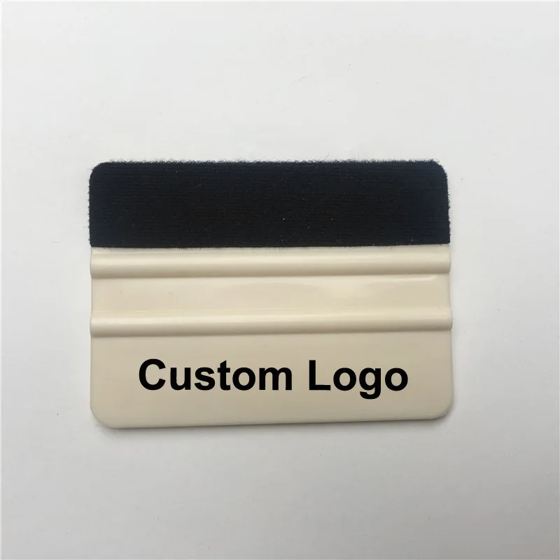 100 pcs/Lot Custom LOGO Car Vinyl Wrap Application Tools Carbon Fiber Car Vinyl Film White Felt Squeegee For Car Wrapping