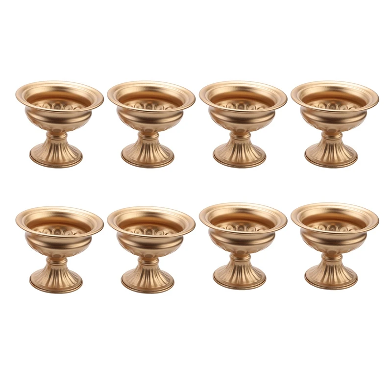 

Metal Elegant Wedding Centerpieces Vase For Wedding Party Decoration,Trumpet Vase For Anniversary Ceremony(Golden,8PCS)