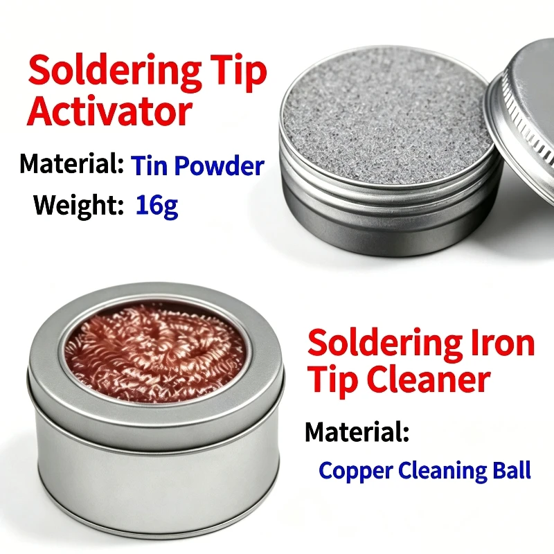 2‑in‑1 Soldering Tip Cleaner Kit, Copper Wire Ball & Cleaning Paste for Oxidized Solder Iron Tip Welding Repair Maintenance Tool