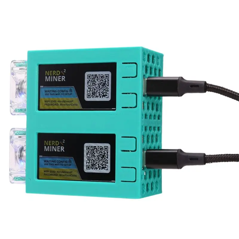 CMHI-Nerdminer V2 Miner 78KH/S*2 Dual Screen BTC Solo Lottery Miner Bitcoin Nerd Miner Lotto Miner With Luminous Fan D