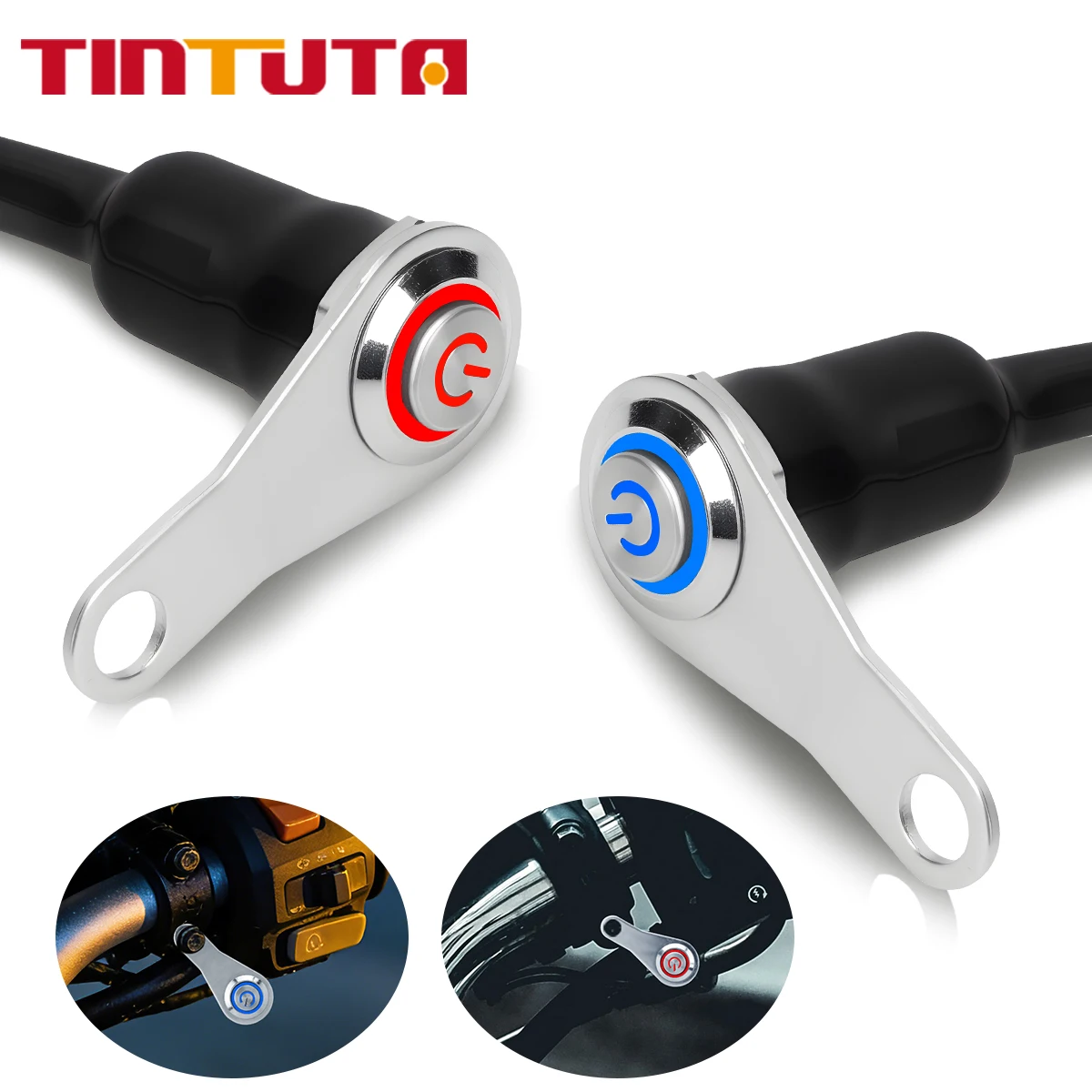 LED Motorcycle Switch ON-OFF Handlebar Adjustable Mount DC12V Motorbike Fog Light Horn Push Button Switch Aluminium Alloy