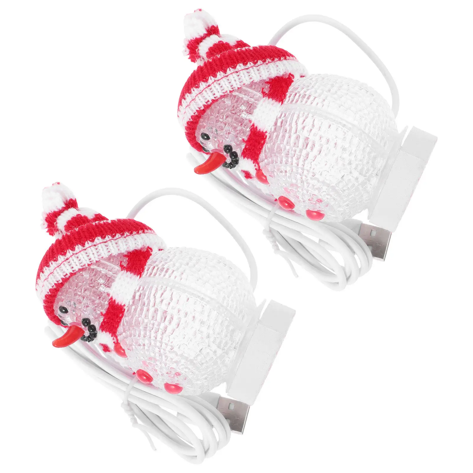 

2Pcs USB Charging Christmas Snowman Night Light Bright Colorful Cartoon Snowman LED Lamp Bedroom Living Room Xmas Party