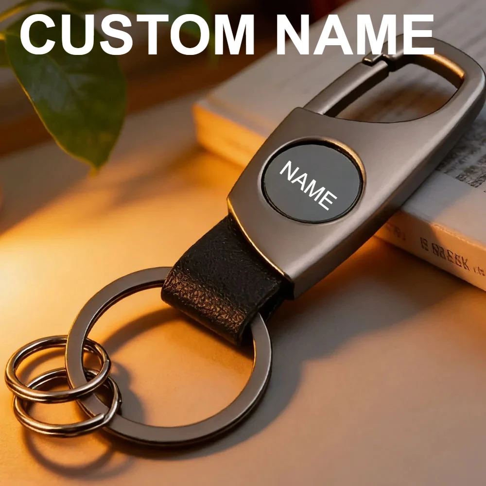 

Creative Custom Name Waist Hanging Anti Lost Keyring Retro Matte Finish Black Keychain Car Moto Personalized Key Chain Ring Gift