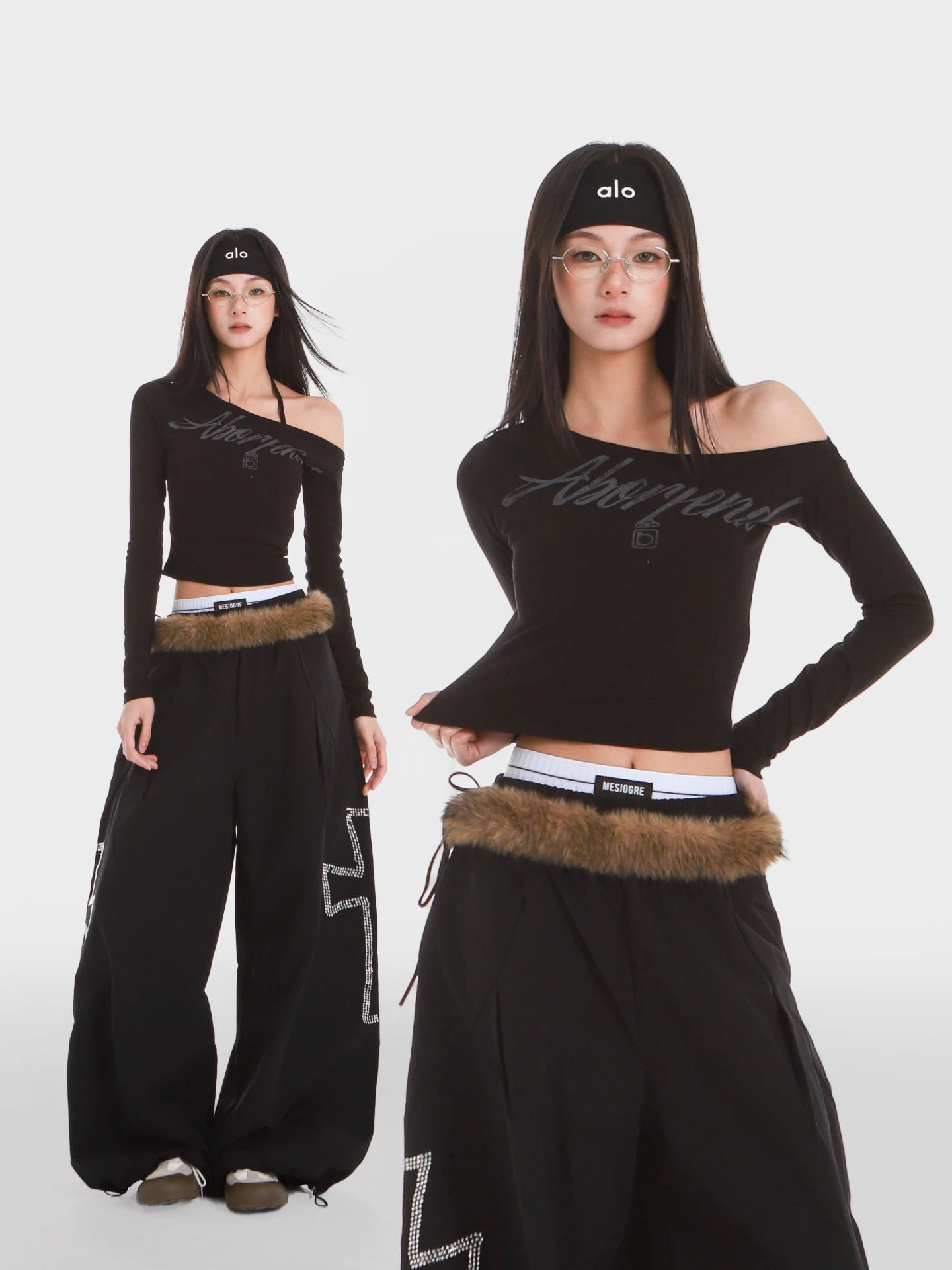 

Брюки женские Lin Xiaohua: черные, повседневные, тонкие, быстросохнущие, с меховым поясом, рабочие, с высокой талией, широкие штанины, для танцев