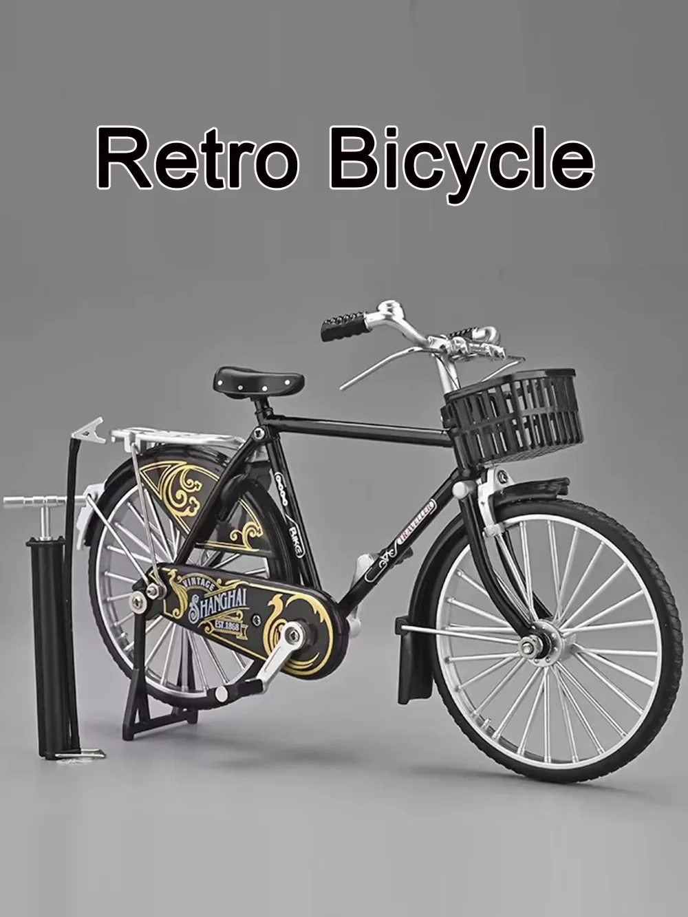 1:10 Scale Alloy Diecast Retro Bicycles Cars Toys Models Wheel Steering Rubber Tires Miniature Bikes Children Festival Presenst