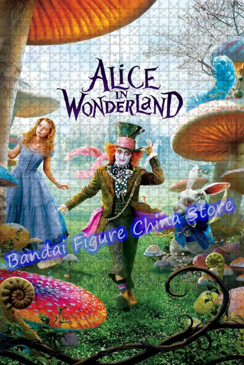 Alice In Wonderland Jigsaw Puzzles 300/500/1000 Pieces Disney Cartoon Movies Print Puzzle Decompress Educational Kids Toys Gifts