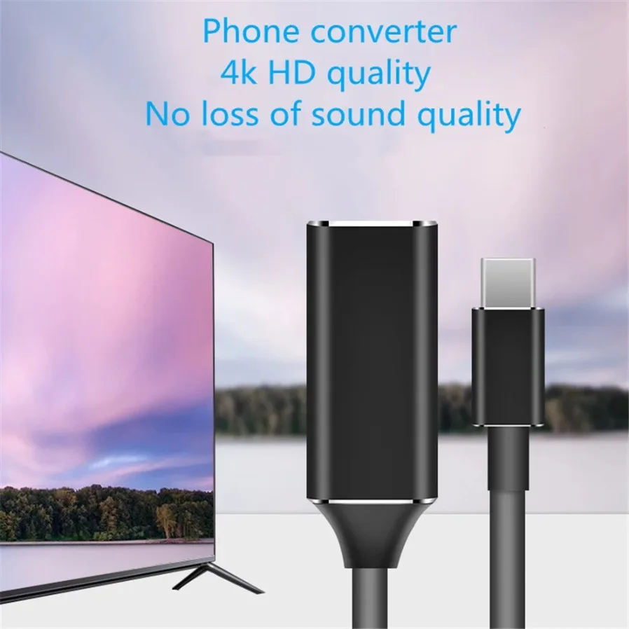 Type-C to HDMI‑compatible Converter 4K USB 3.1 Video Cable for MacBook Chromebook Samsung Xiaomi Huawei Laptop Tablet Projector