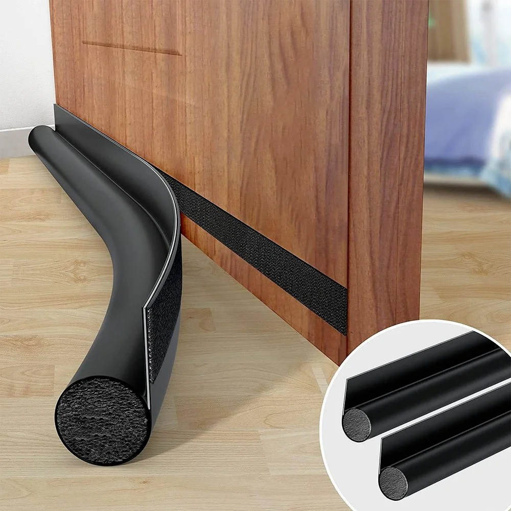 

Leather Door Draft Stopper Strips Dust-Proof Anti-collision Acoustic Foam Self-adhesive Adjustable Doors Bottom Weatherstrip