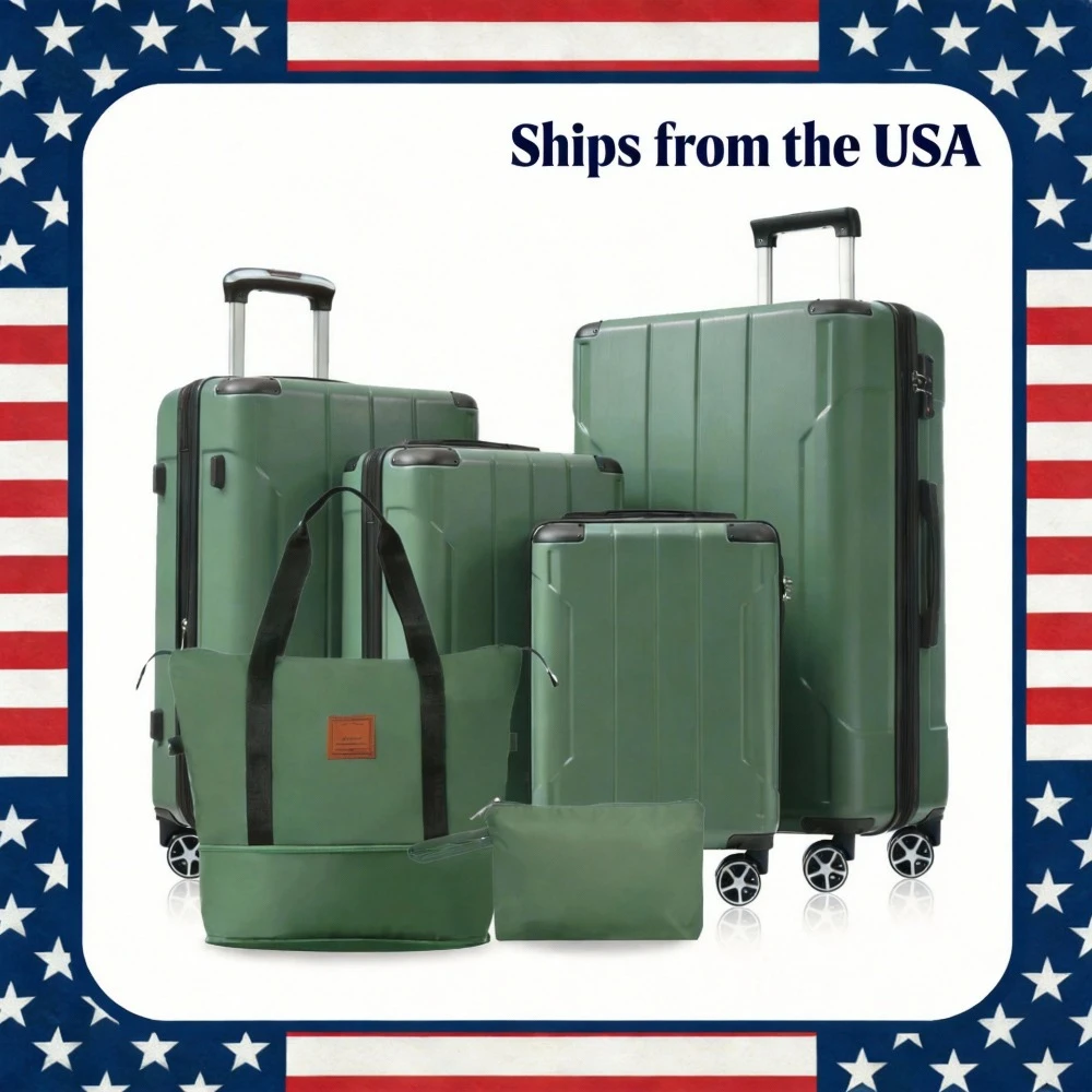 

Набор из 6 предметов: чемоданы с жестким корпусом, расширяемые легкие чемоданы с двойными колесами, замок TSA для мужчин и женщин