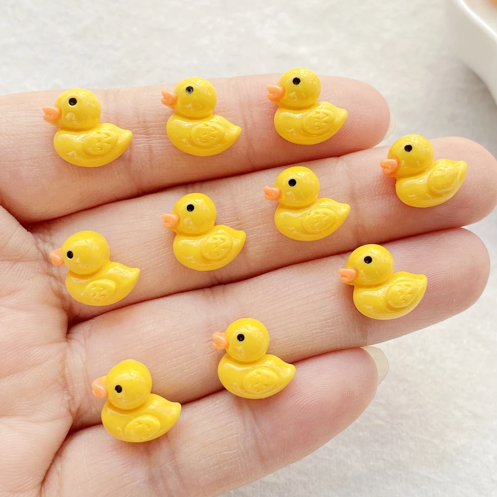 30Pcs yellow Nail Art Resin Cute mini cartoon duckling Charms Rhinestones DIY Craft For Nail 3D Decorations Jewelry
