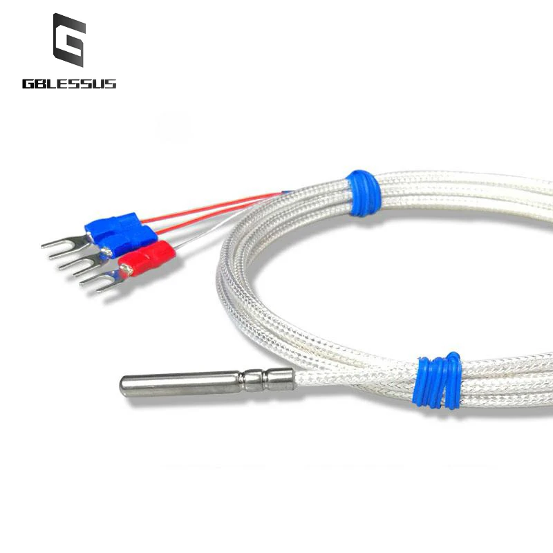 PT100 Temperature Sensor Thermal Resistance Probe 1/2/3/4/5M Measuring Line Resistant To High Temperature And Waterproof