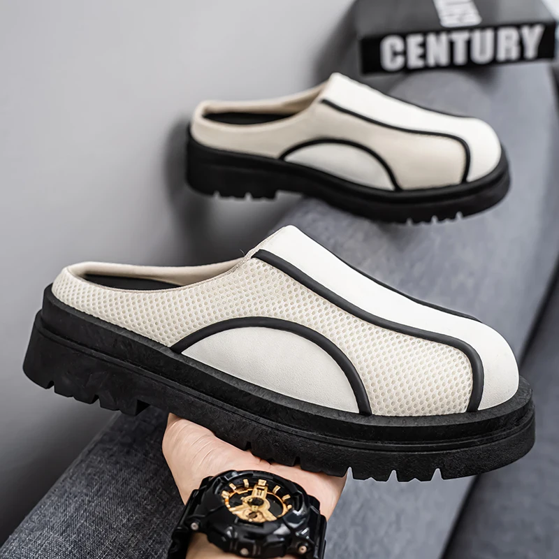 Men Solid Color Breathable Slide Sandals Lightweight Non Slip Summer Casual Office Walking Slippers