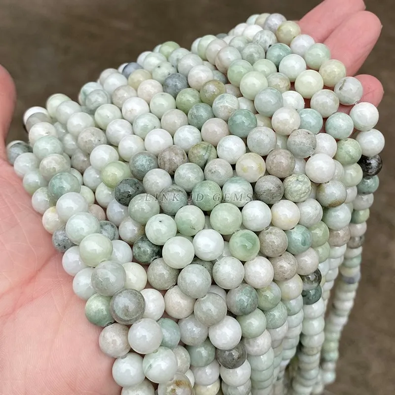 Natural Stone Green Maotian Jade Round Beads 4 6 8 10 12mm Pick Size For Jewelry Making Bracelet Necklace Accessories 15\