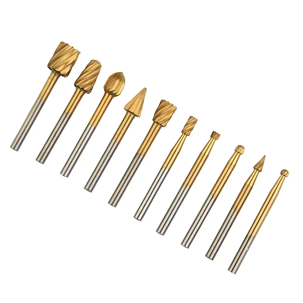 Imagem -06 - Raiz de Madeira Escultura Olive Pits Grupo Router Burr Grinding Bits Ferramenta Simples Hss Venda Quente Novos Acessórios 10 Pcs