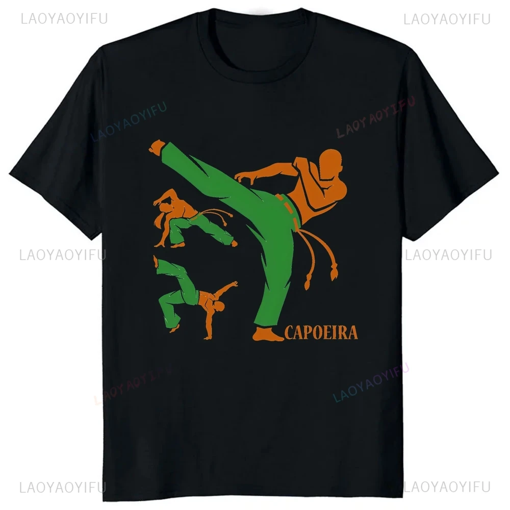 Brazilian War Dance Printed T-shirt Top Vintage Capoeira Summer Trend Harajuku Short Sleeve Unisex Shirt Pattern Large T-shirt