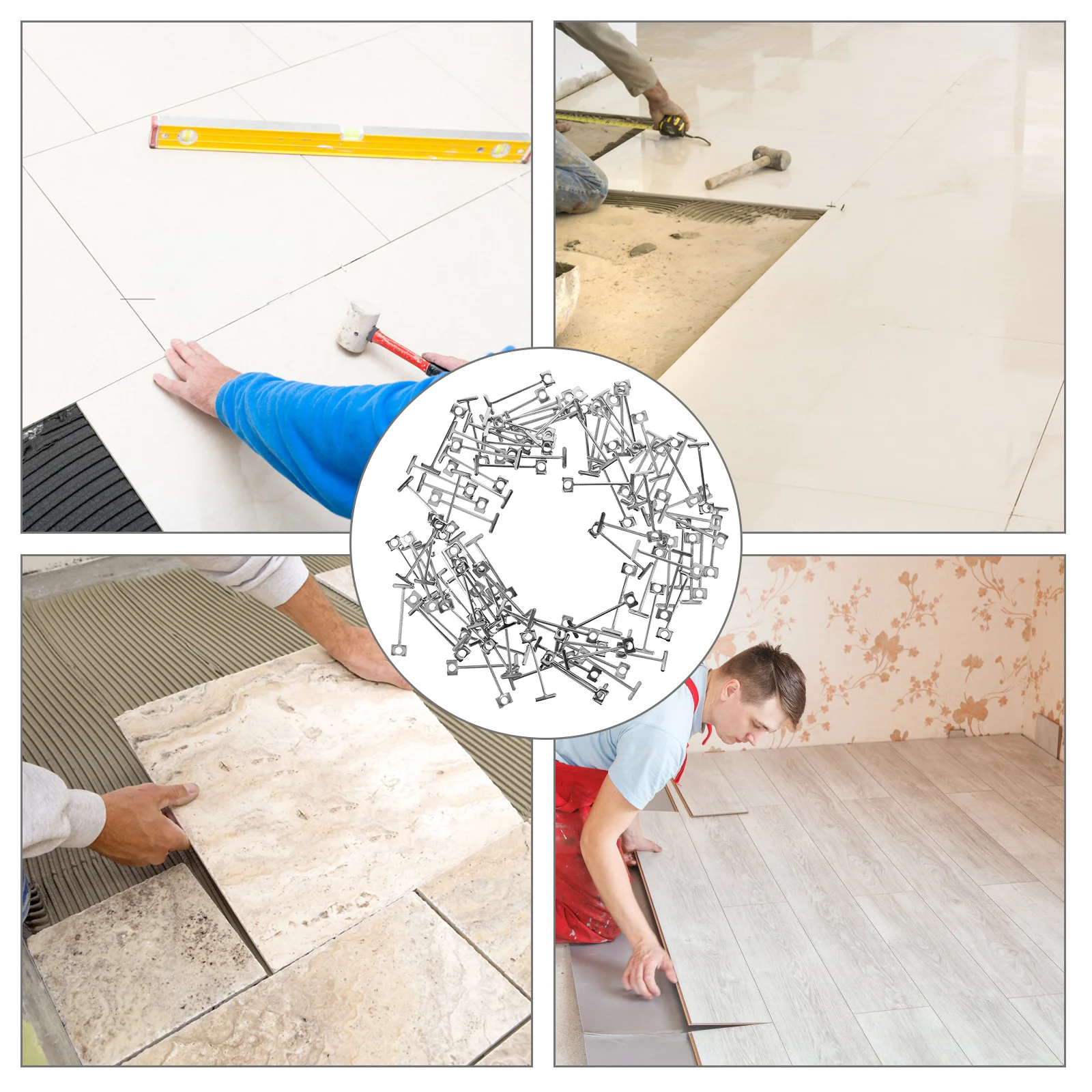 

100Pcs Metal Needle Tile Levelers Spacers for Ceramic Floor Wall Installation Leveling Tool High Efficiency Tile Spacer