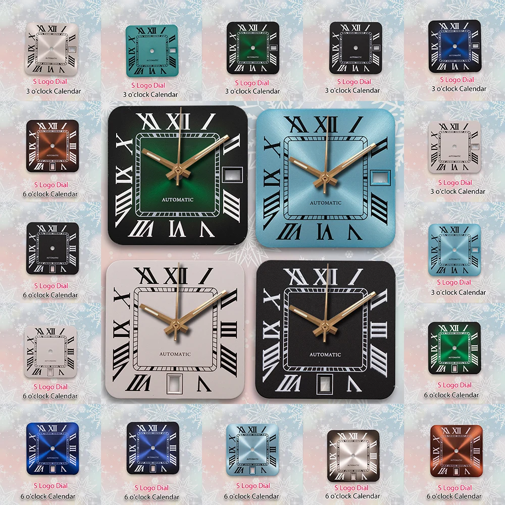 27mm S Logo NH35 Rome Square Dial 3 o'clock calendar Or 6 o'clock calendar Fit NH35 NH36 Movement Watch Modification Accessories