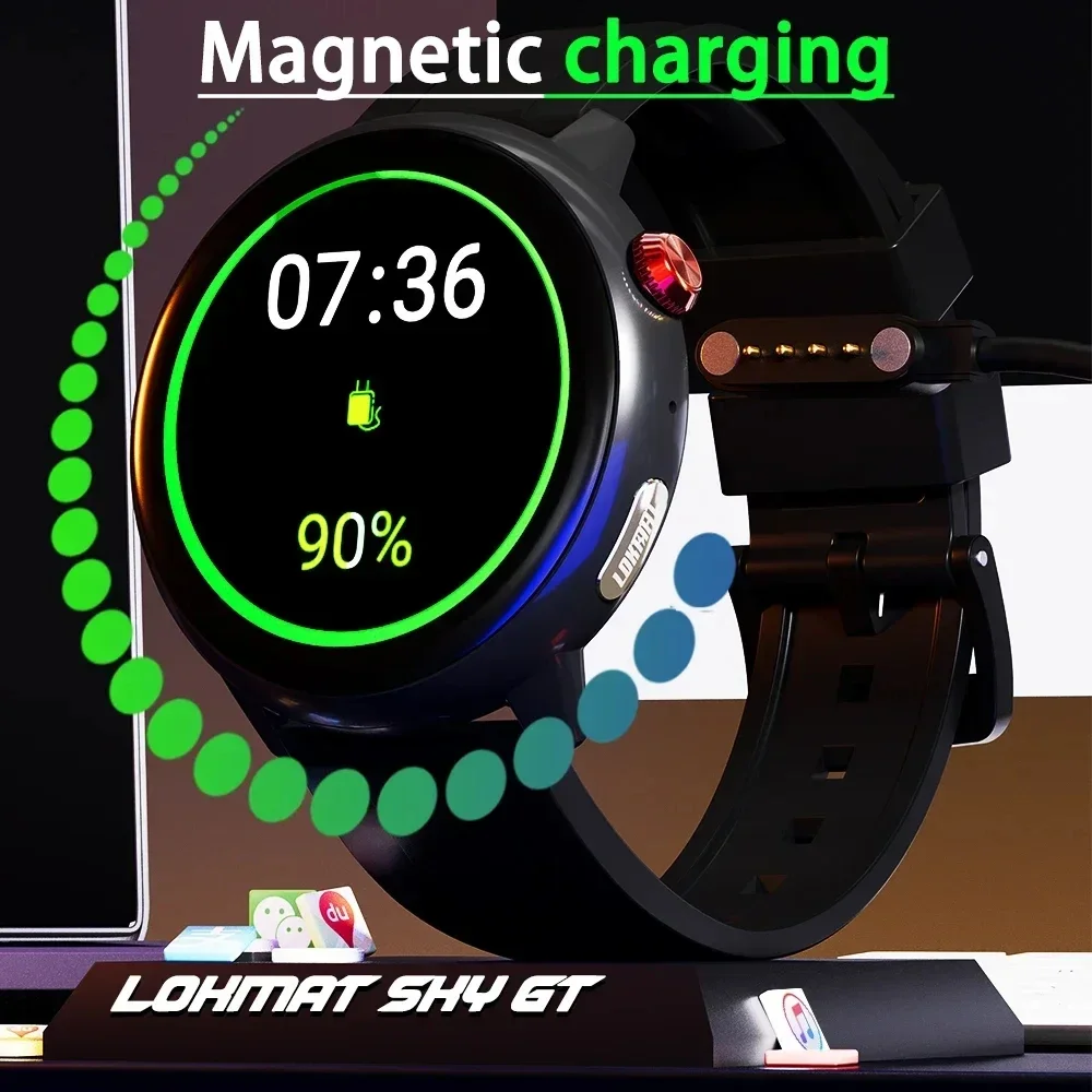 LOKMAT SKY GT Smart Watch Men SIM Card Call Round Amoled Screen HD Video Clock SOS GPS Reloj Women Heart Rate Fitness Tracker