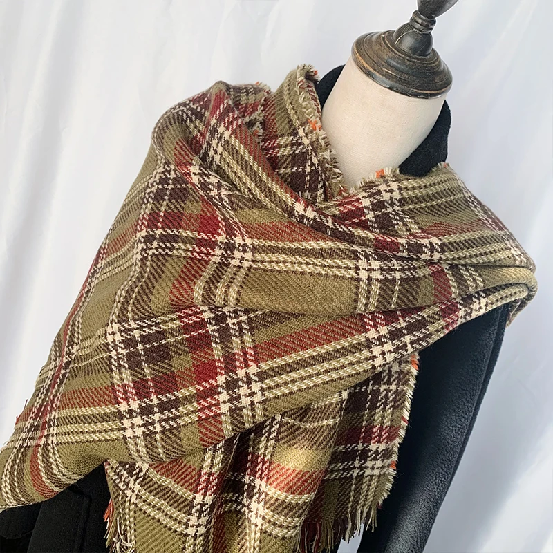 Frauen Schal Plaid gestreift gestrickt weich halten warm 2024 verdicken Neuankömmling Winters chals für Damen Damen Damen r154