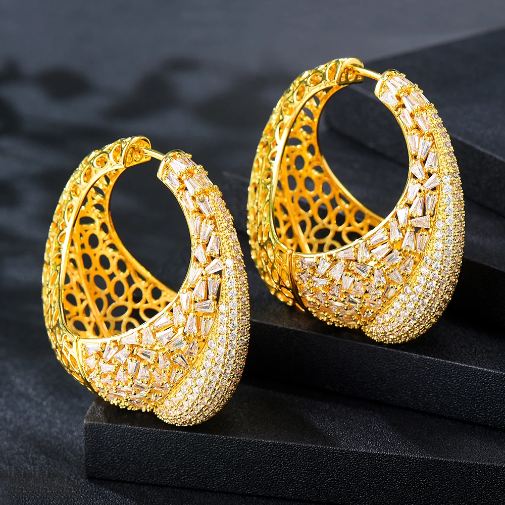 

Kellybola Luxury Big Round Hoop Earrings Trendy Cubic Zircon Indian Earrings for women Wedding Engagement Party JEWELRY GIFT