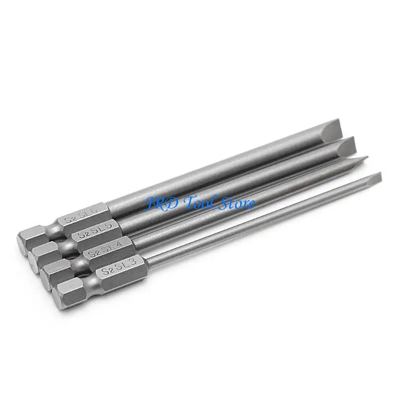 A2UD 4Pcs 100mm Slotted Screwdriver Bit 3mm-6mm Flat for Head 1/4