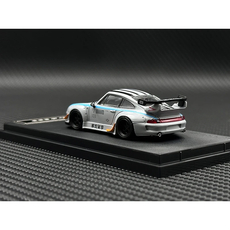 タイカノ-スターレッドカーモデル,ミニチュアおもちゃコレクション,シルバー,rwb 993 964 gtテール,1:64