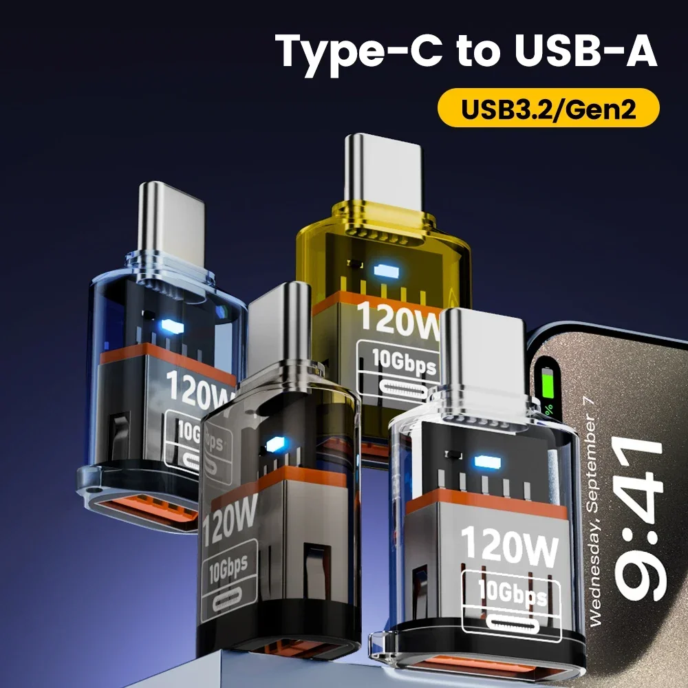 120W Fast Charging USB 3.2 To Type C Adapter OTG 10GB High Speed Data Audio Transfer for PC Tablet Xiaomi Huawei USB C Converter