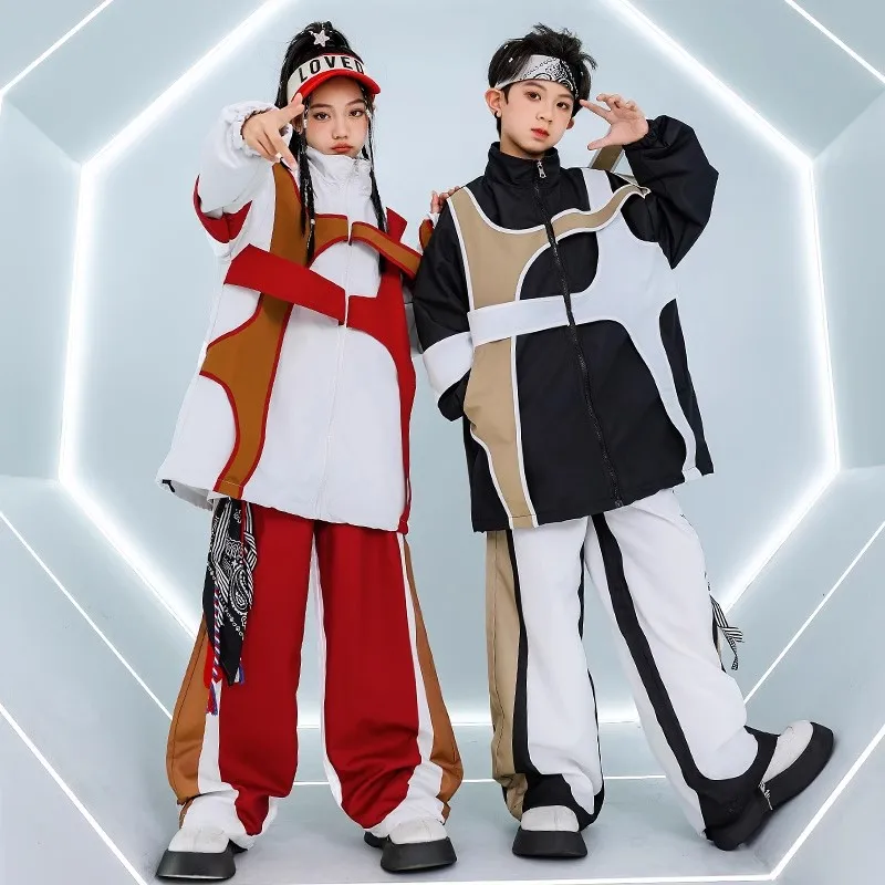 

Комплекты детской одежды: свободное пальто в стиле хип-хоп для мальчиков, брюки карго, спортивная куртка и спортивные штаны для девочек, джазовые костюмы, уличная одежда для детей, спортивные костюмы