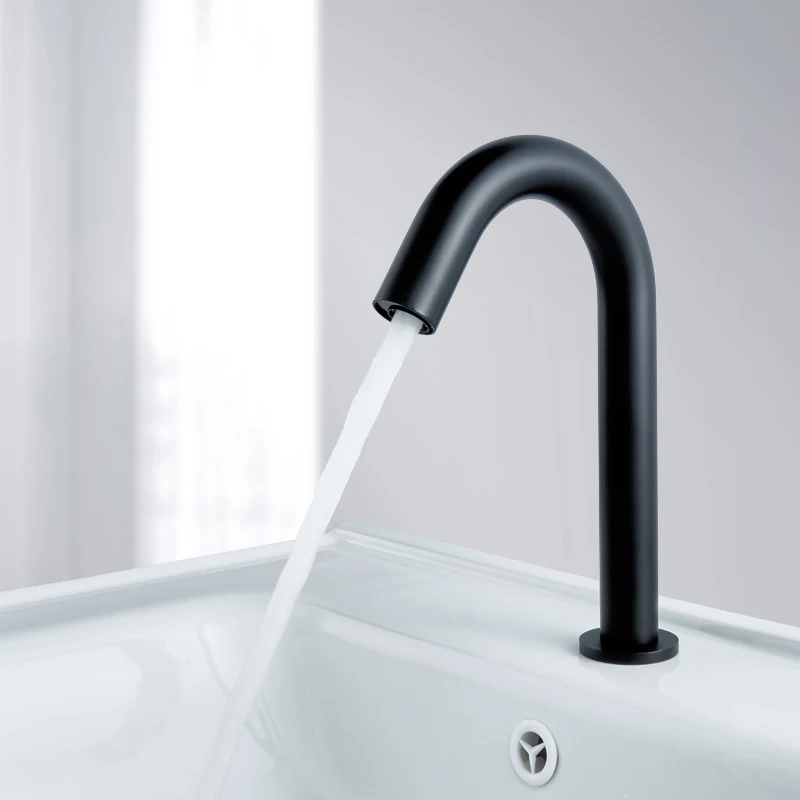 Grifo de lavabo de baño con Sensor infrarrojo sin contacto, grifo mezclador de agua fría y caliente, Tapware sin contacto, negro